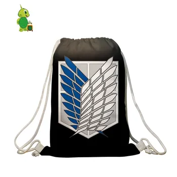 

Attack on Titan Drawstring Backpack Mochila Feminina Hombre Women's Bag Men Anime Eren Levi Softback Travel Bags School Backpack