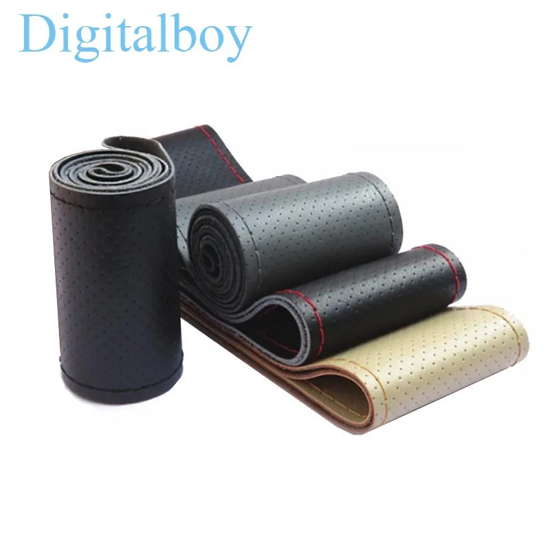 Car Covers Steering Wheel Cover Auto Leather Braid Soft Handlebar Racing Wheel 38CM Universal Size Car