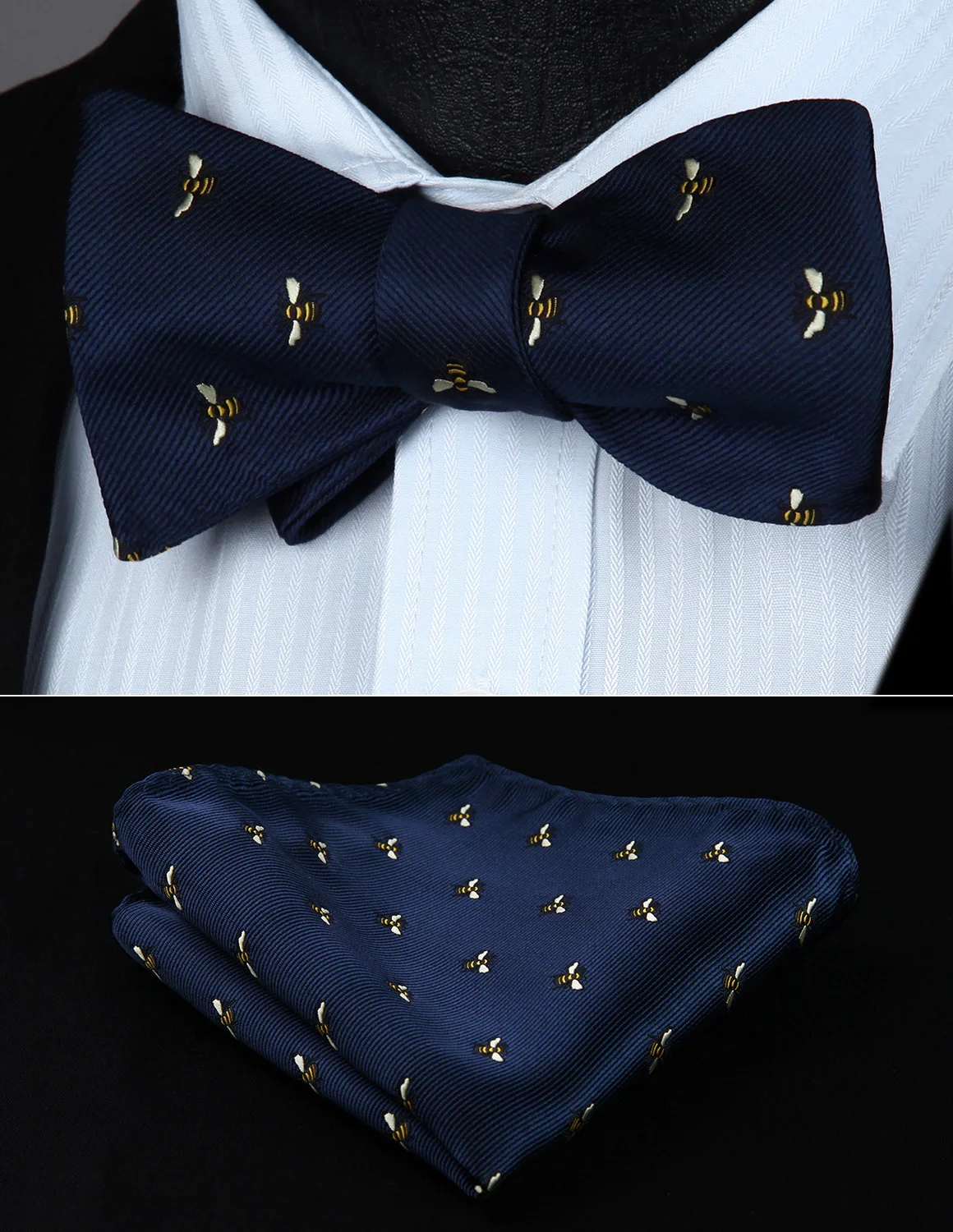 Mens Woven Polka DOT Silk Navy Color Self-Tie Bowtie - China Self Tie