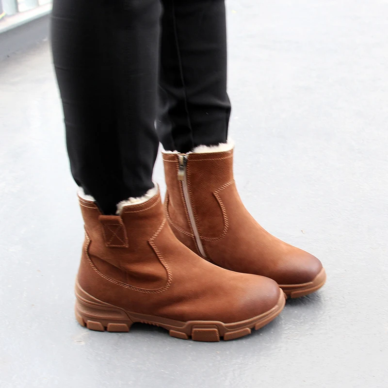 Leather Short Boots Women' s Ankle Shoes New Arrival Natural Leather