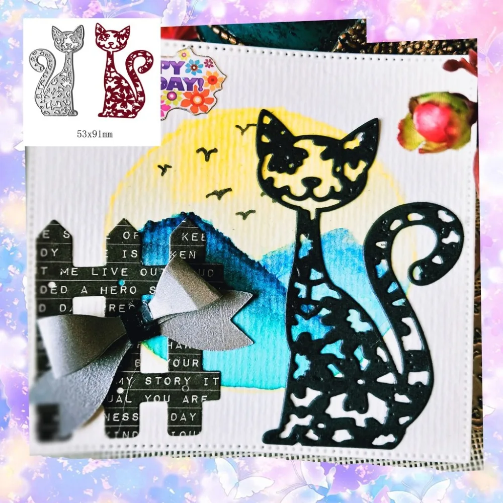 

New Cat Happy Mother's Day Metal Cutting Dies for Scrapbooking DIY Album Embossing Folder Paper Cards Maker Template Stencils