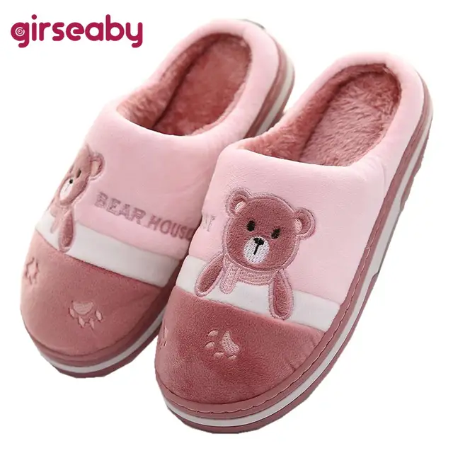 Us 5 44 40 Off Girseaby Winter Plush Slippers Women Man House Shoes Bear Slippers Mules Shoes Woman Cartoon Flats Indoor Warm Soft T323f In Slippers