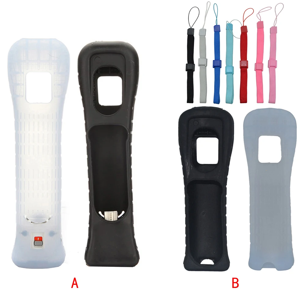 

Silicone Case Cover Skin For Nintendo Wii Remote Contoller with 7pcs Adjustable Hand Wrist Strap for PS3 /Phone / Wii /PSV/3DS