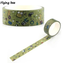 Flyingbee 15mmX5m Бумага васи лента мультфильм милый забавный клейкая