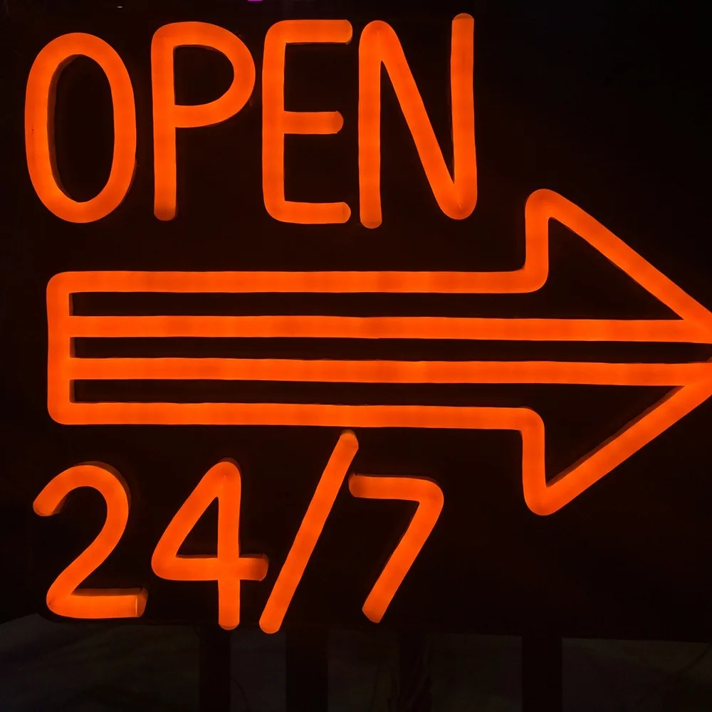 orange neon sign