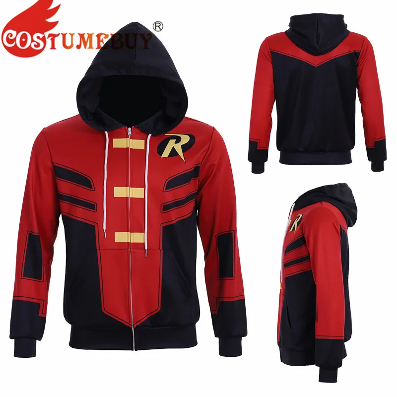 

CostumeBuy Batman Red Robin Cosplay Tim Jackson Drake Hood Jacket Costume Hooded Coat Sweatershirt Zipper Hoodie 5XL