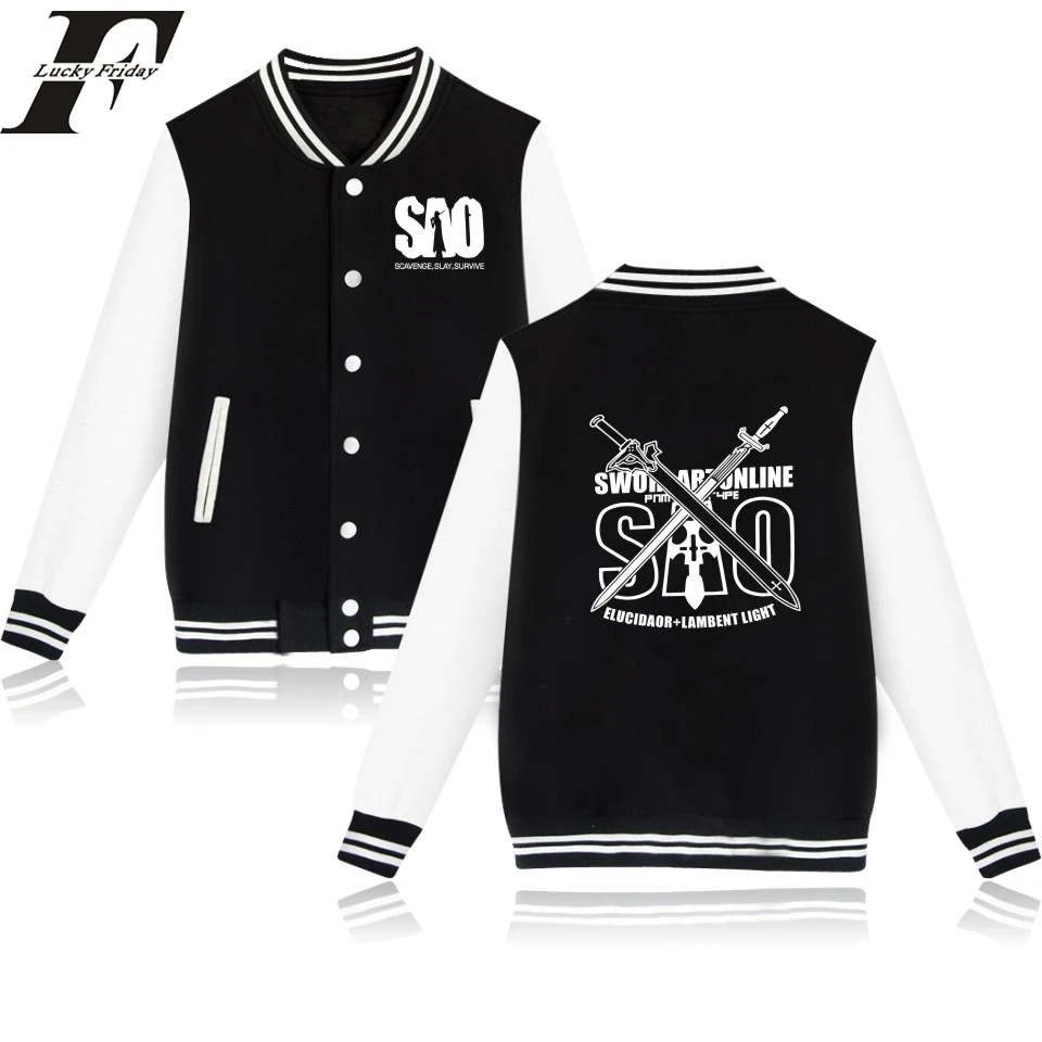 

Anime Sword Art Online SAO Baseball Jacket print fashion men women Hoodies Sweatshirts casual Long Sleeve Jackets coats tops 4XL