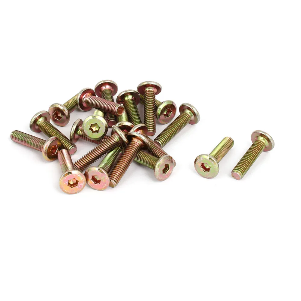 UXCELL 20pcs Flat Hex Socket Head Hexagon Furniture Bolts Connector