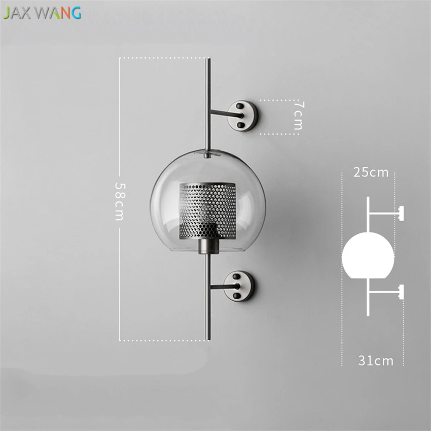 Современный из прозрачного стекла абажур Бра Настенные светильники для спальни кровати Ресторан кабинет подвесные светильники Лофт ретро железная сетка приспособление