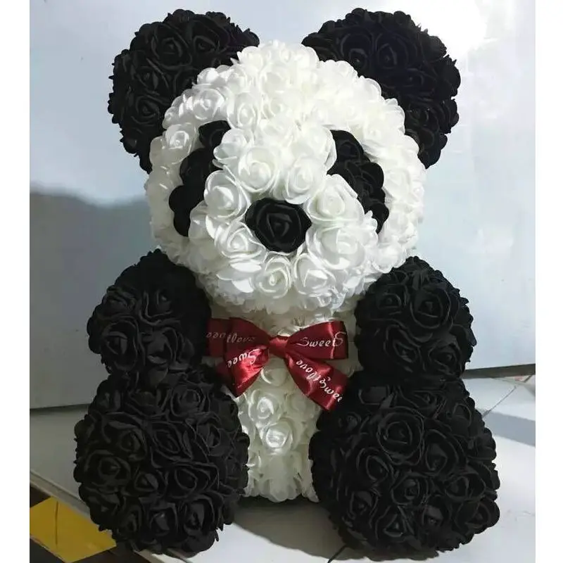 40 см из пенопласта, розы, животные, искусственный цветок, роза, панда, маленький мопс, собака, кролик, для Святого Валентина, романтический подарок, вечерние украшения - Цвет: White Panda