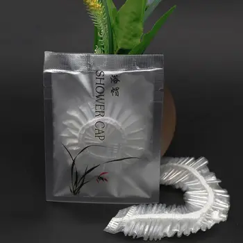 Billige 1pc Einweg Dusche Kappe Tragbare Reise Einzeln Verpackt Große Elastische Dicken Haar Verarbeitung Bad Hut Für SPA Hotel Salon