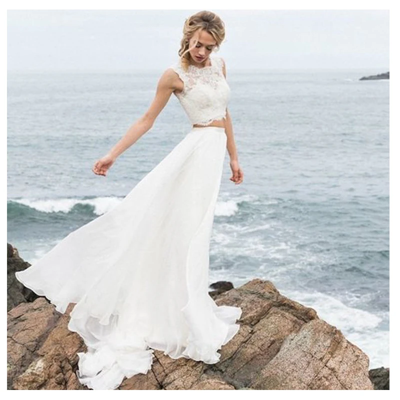 LORIE A Line свадебное платье 2019 2 шт. Vestido De Noiva простое свадебное платье пышное Тюлевое пляжное свадебное платье кружевной топ