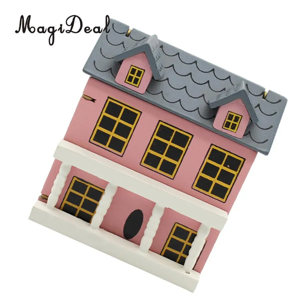 MagiDeal 1/12 Scale Mini Dollhouse Miniatures Villla Wood House Model for Bedroom Livingroom Decor Children Pretend Play Toy