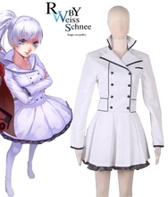 Envío Gratis RWBY Weiss Schnee Temporada 2 Blanco Lolita Vestido de Cosplay del Anime