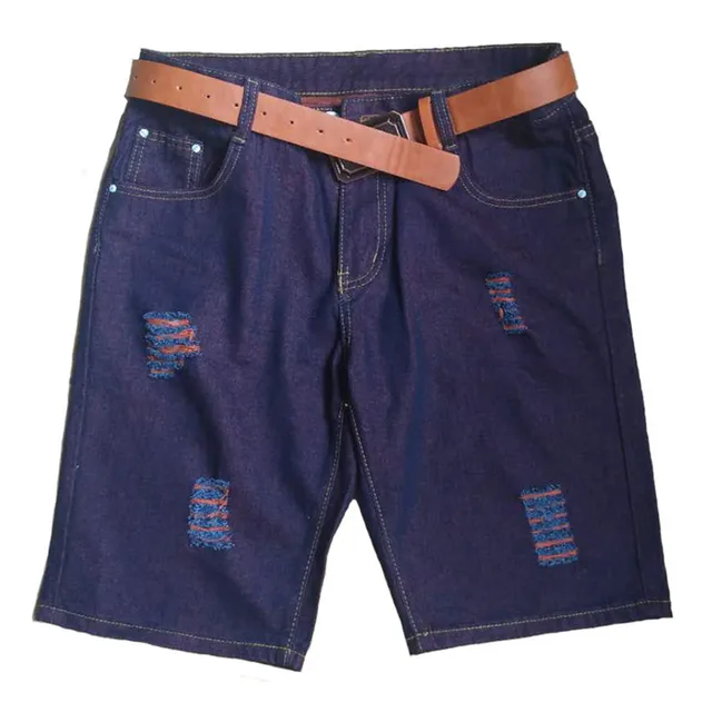 2018 New Summer Men Ripped Hole Slim Denim Shorts Brown Color Personal