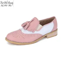 Женские ботинки из натуральной кожи в винтажном стиле с украшениями туфли на плоской подошве с круглым носком с кисточками ручной работы женские туфли-оксфорды размер(США): 13