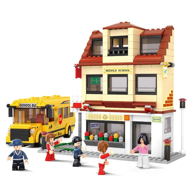 496 Pcs Ville Autobus Scolaire Modèle Blocs de Construction Compatible Legoings Éducatifs DIY Jouet Intelligence Jouet Enfance Accompagner