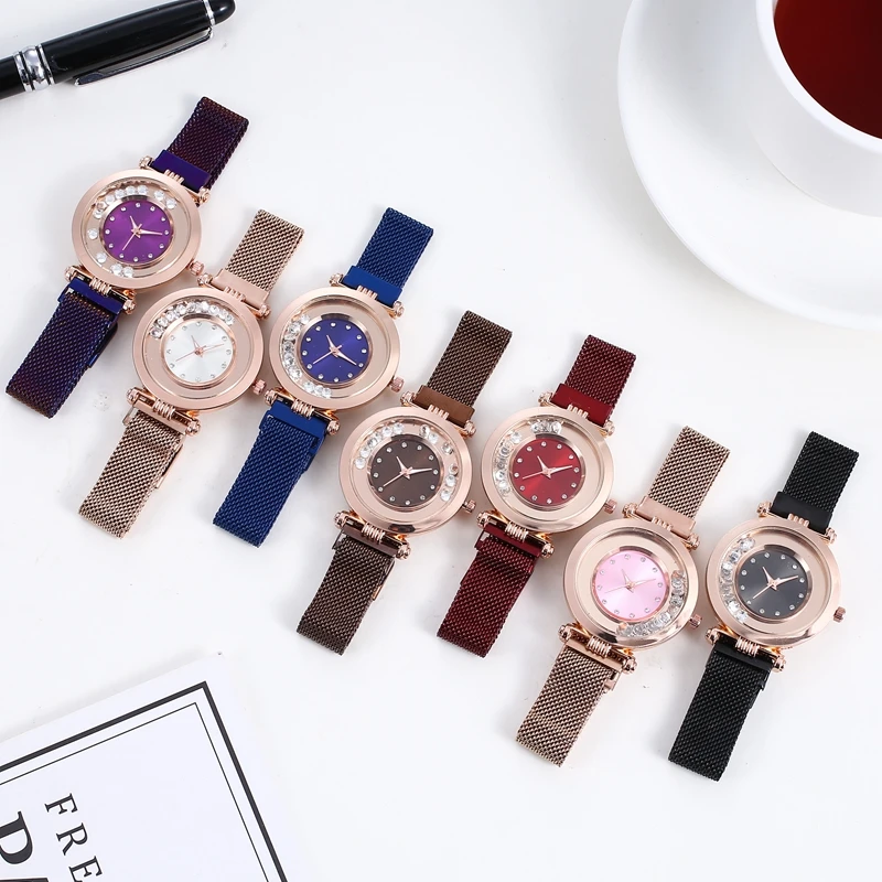 Новинка, роскошные женские часы, бриллиантовые магнитные кварцевые часы, модные женские наручные часы с браслетом, женские наручные часы