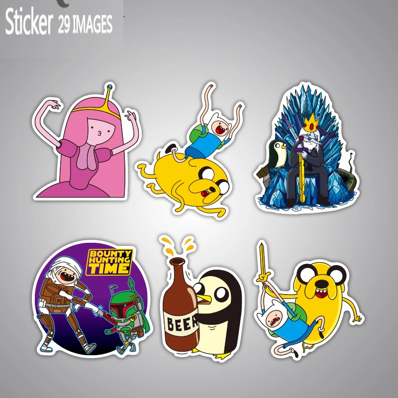 29 шт. наклейки Adventuretime супер сайян Гоку Мультяшные чемодан ноутбук скейтборд ПВХ