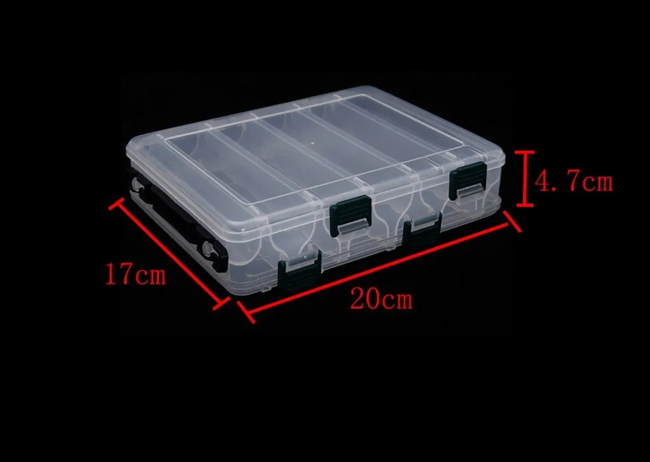Double Sided 14/10 Compartments, KAWA Fishing Box, High Strength Transparent Visible Plastic  Box with Drain Hole, Free Shipping