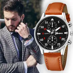2018 Мода Большой циферблат Для мужчин кварцевые часы кожаные узкие часы Высокое качество часы Relogio Masculino # F