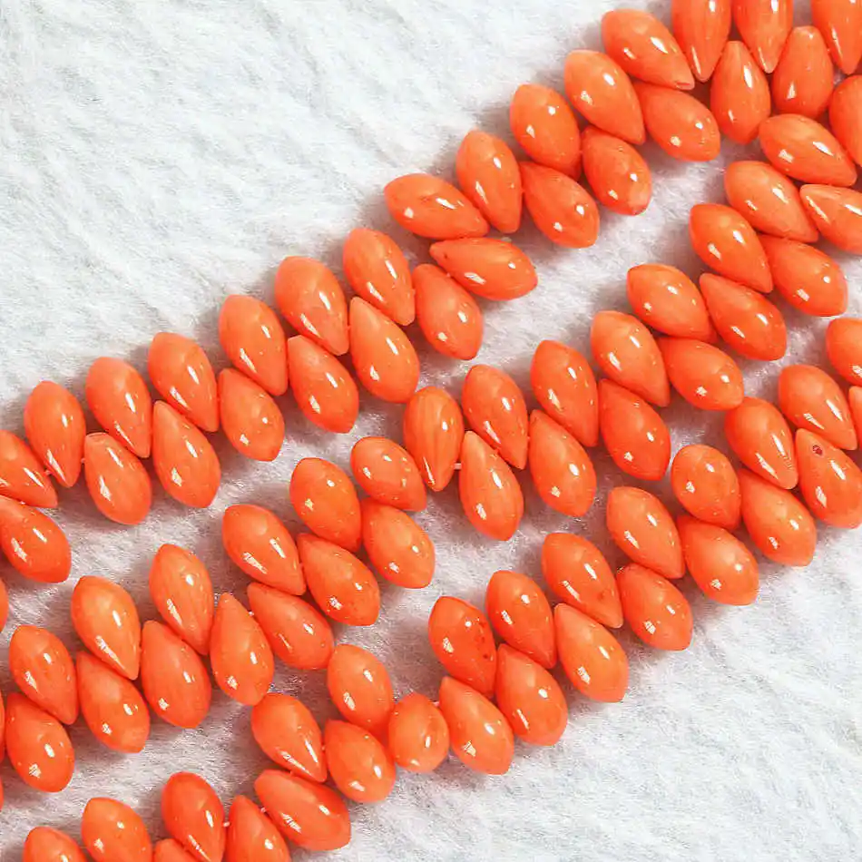 

Natural Reddish orange coral 5x10mm horizontal hole rice Shape round loose beads diy jewelry 15" B659