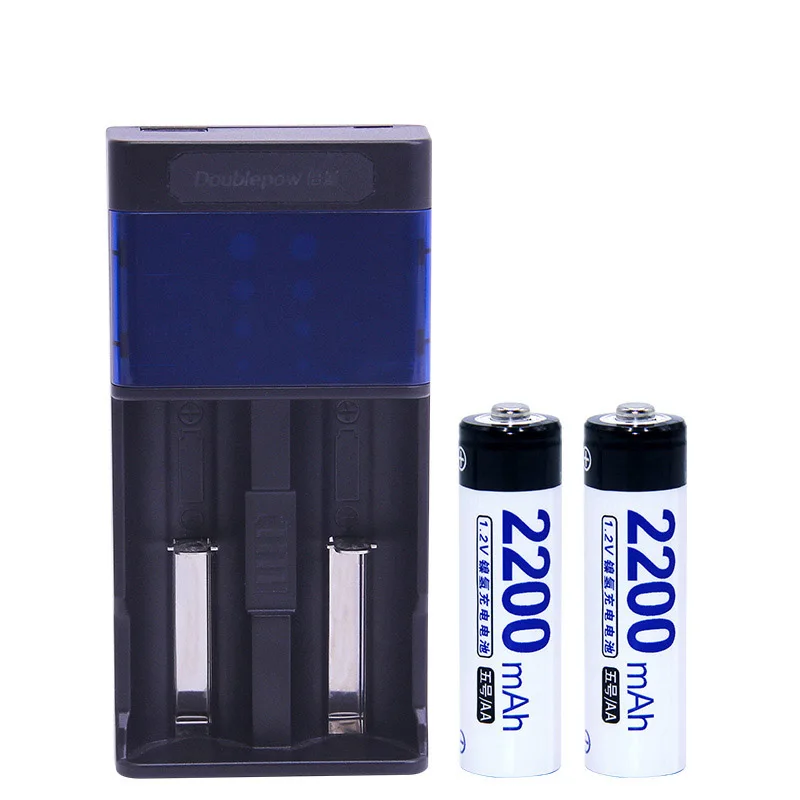 

2Slots Doublepow DP-UK85 USB LCD Indicator Intelligent Fast Charger +2pcs 1.2V AA Ni-MH 2200mA batteries in full capacity Set