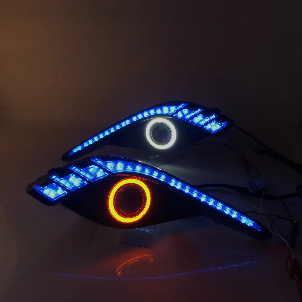 RQXR противотуманная фара вождение свет в сборе для Mazda 6 atenza cob angel eye светодиодные дневные ходовые огни сигнал поворота синий ночной режим