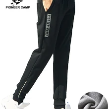 Пионерский лагерь стиль зимние толстые спортивные штаны мужчина бренд-одежда письмо теплые флисовые повседневные штаны мужские качество хлопка AWK702323