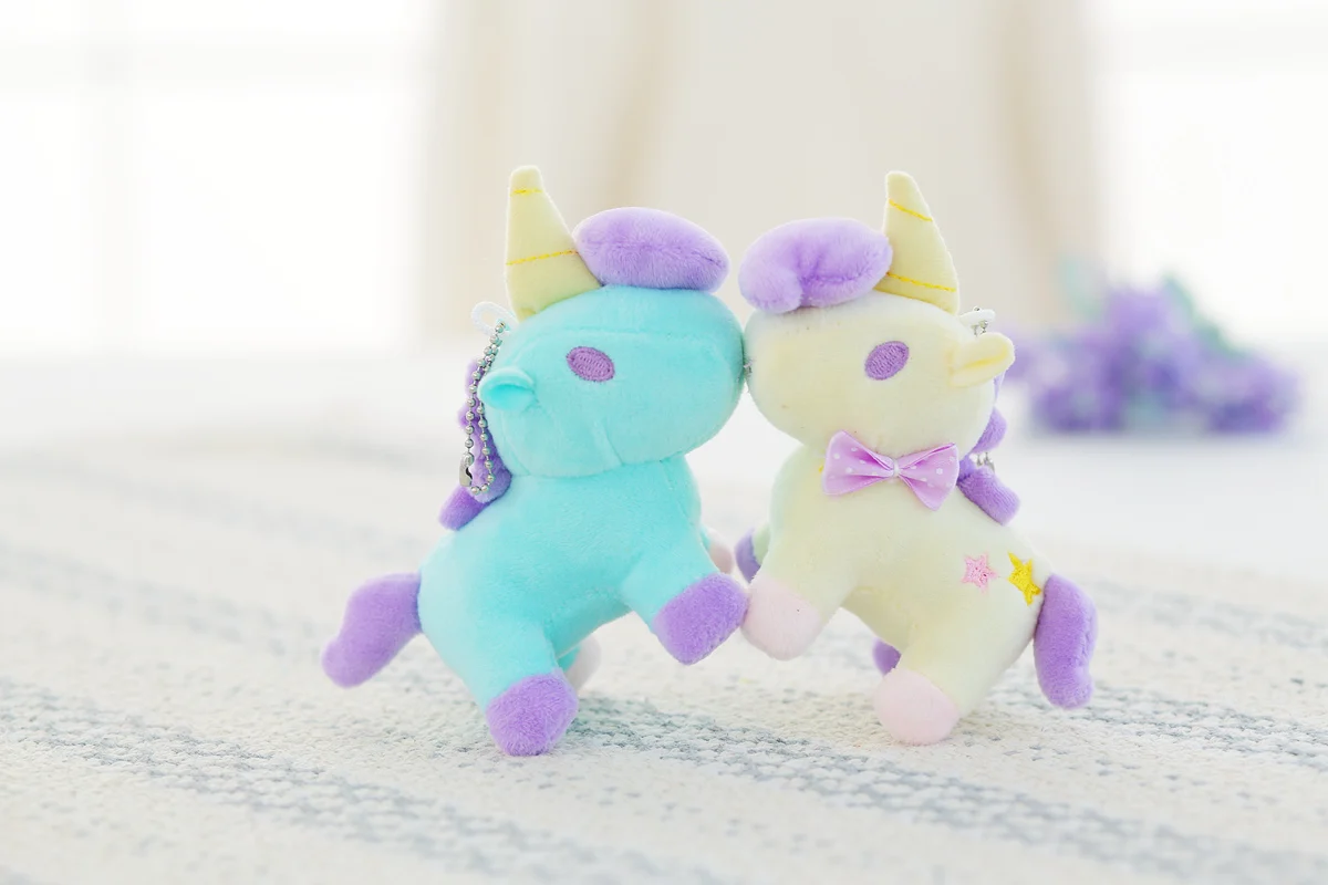 1Pcs Unicorn Plush Toy Keychain Plush with Keychain Cute Stuffed Kawaii Cute Baby Doll Key Chain Cute Pendant Small Baby Kid Toy