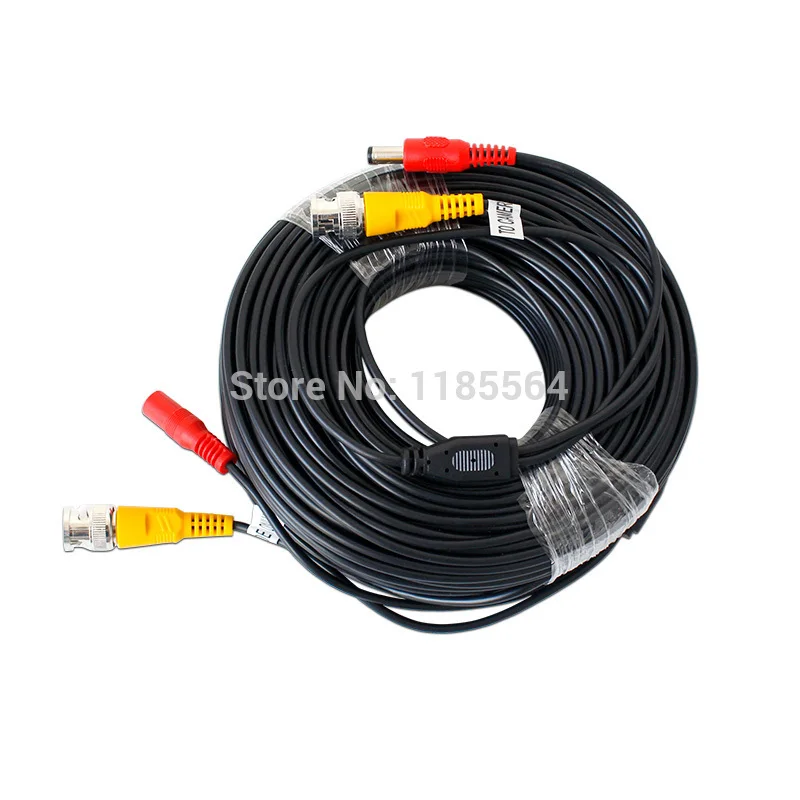 ФОТО 50m CCTV Cable BNC + DC plug cable for CCTV Camera and DVR black color coaxial Cable for CCTV System Freeshipping