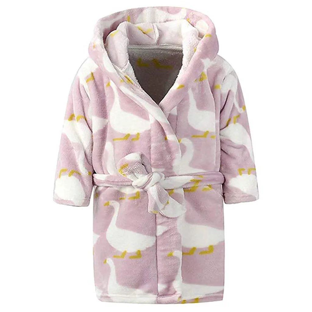 Дизайн; фланелевые банные халаты унисекс с принтом для детей; зимние теплые махровые пижамы с капюшоном; ночная рубашка; подарок на год - Цвет: F