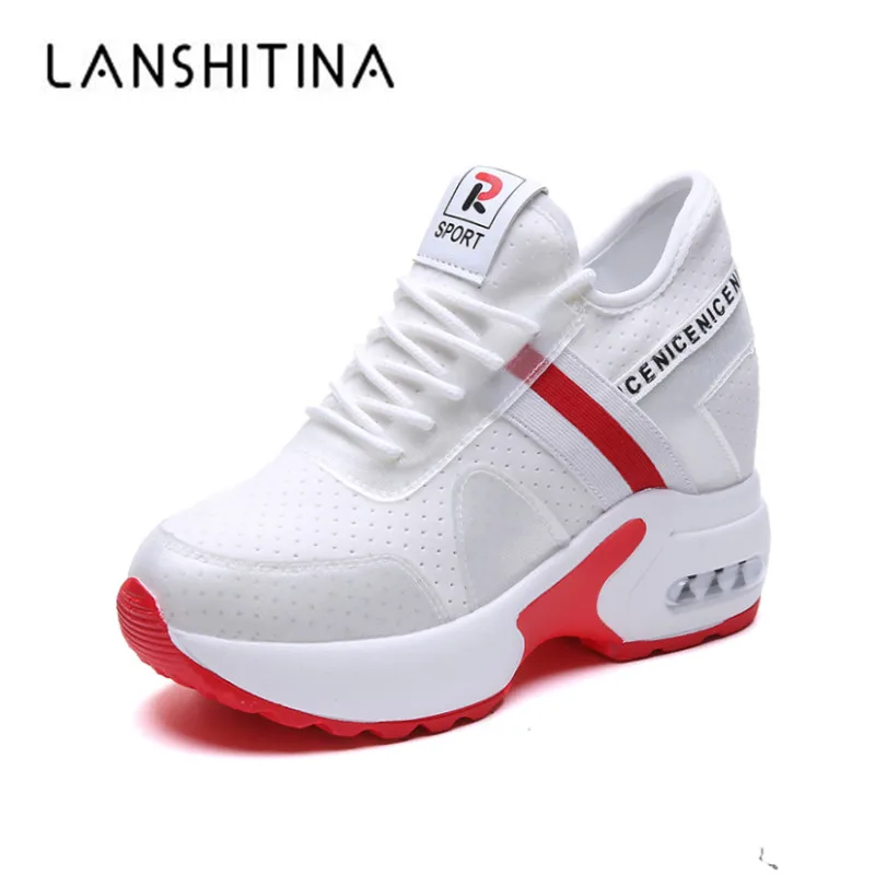 2019 Summer Women Sneakers Mesh Casual Platform Trainers White Shoes 8.5CM Heels Wedges Breathable Height Increasing Shoes Woman 2019 Summer Women Sneakers Mesh Casual Platform Trainers White Shoes 8.5CM Heels Wedges Breathable Height Increasing Shoes Woman
