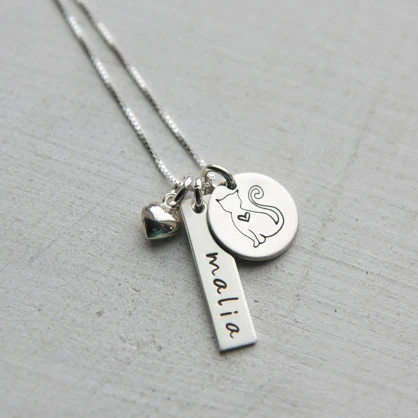 cat name jewelry necklaces lovers charm pet necklace gift customized trendy