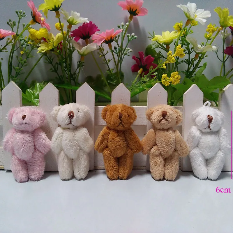 5PCS/LOT Kawaii Small Joint Teddy Bears Stuffed Plush 6CM Toy Teddy-Bear Mini 