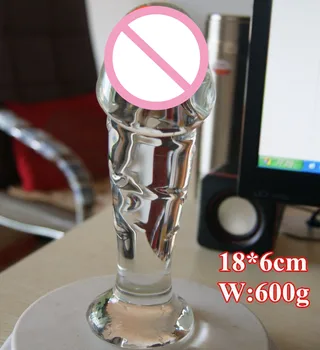 hot sale!18*6cm big glass dildo realistic penis dick,huge glass dildo lesbian gay sex products toys for woman men penis sex shop 1