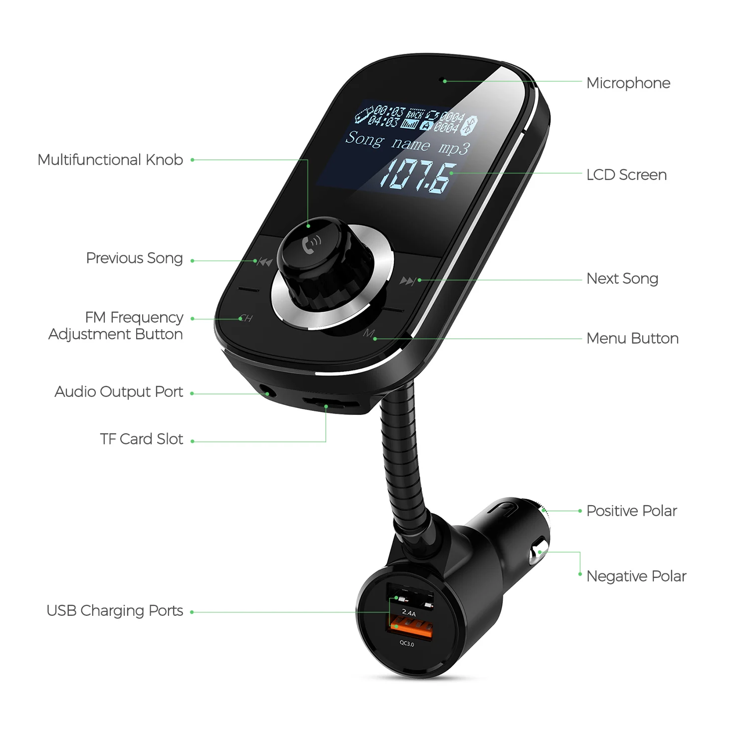 Bluetooth 4 2 автомобильный fm передатчик комплект ЖК дисплей беспроводной авто Mp3