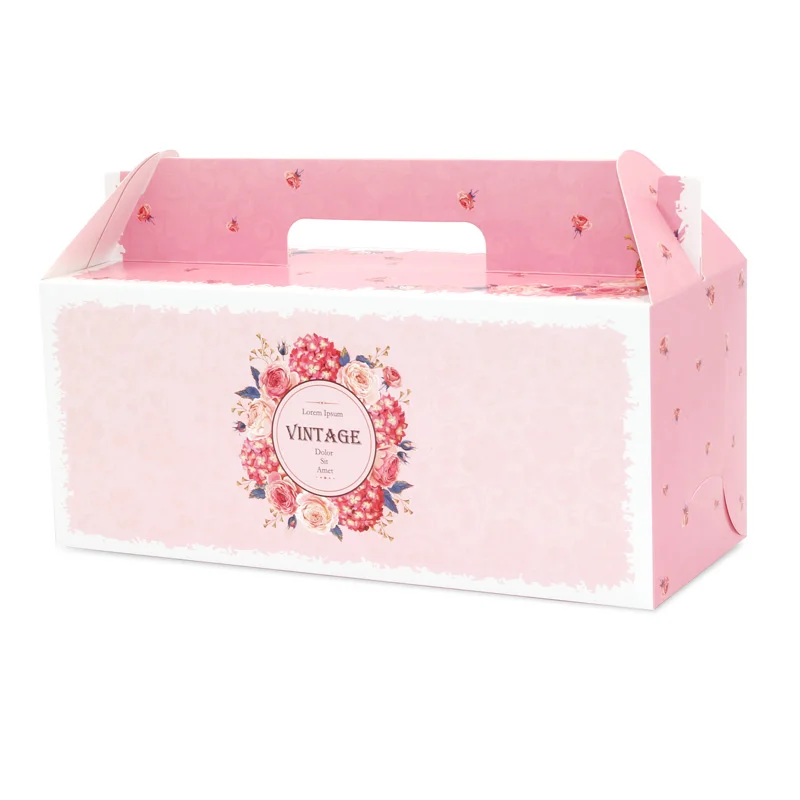 

100 pcs cupcake box with window handle Roll Cake Kraft Paper Gift Packaging box wedding kids Birthday home Party supplier