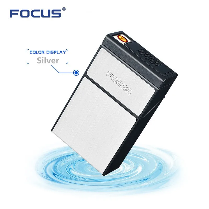 Сигарета бокс FOCUS со съемной электронной зажигалкой USB 20 шт. держатель для сигарет