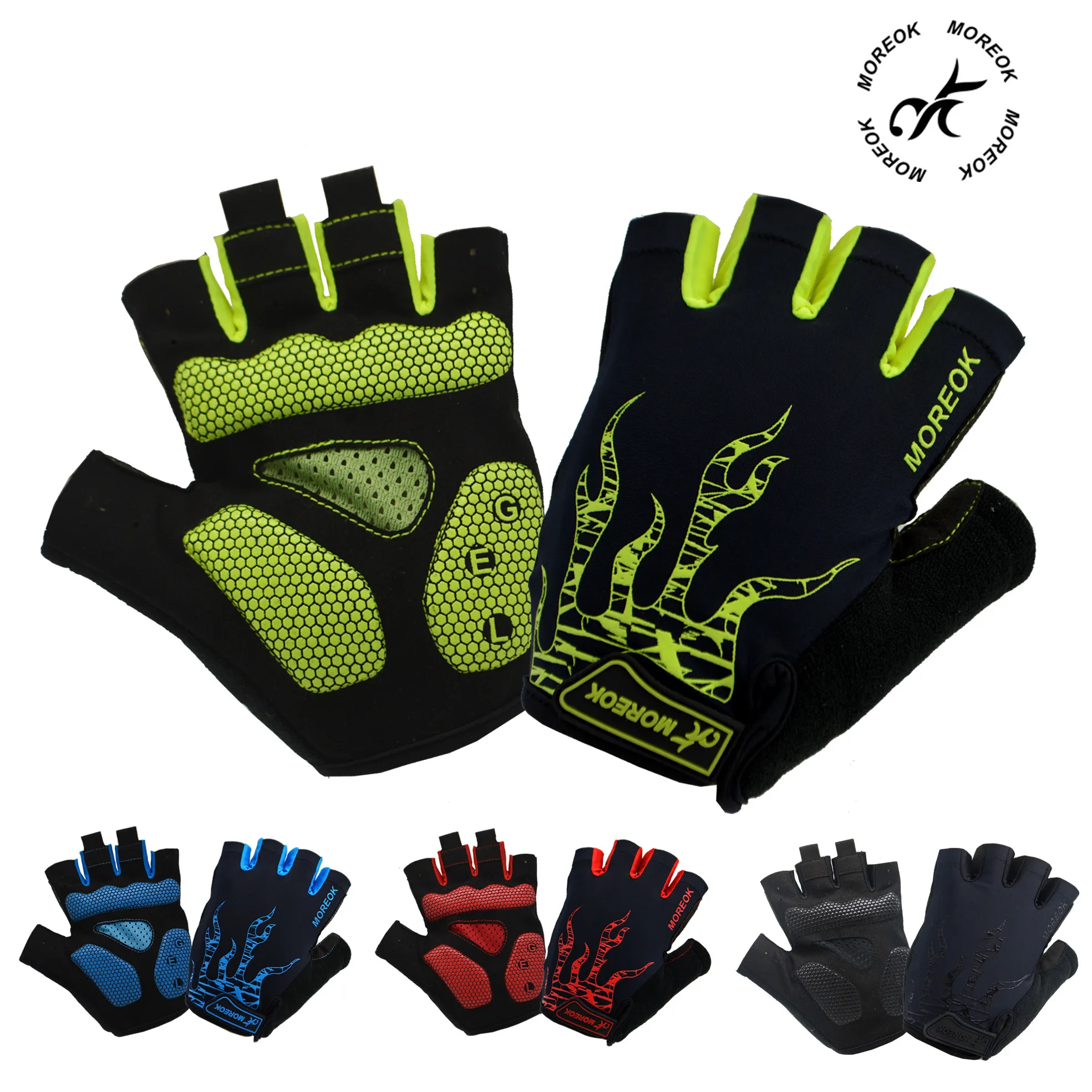 

Cycling Gloves Men's Half Finger Silicone Gel Thickened Pad SBR Shockproof Breathable Mtb Bicycle Bike Short Gloves