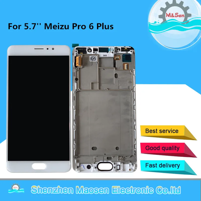Goede M Sen Voor 5.7 Meizu Pro 6 Plus AMOLED Lcd scherm + Touch Screen Panel Digitizer Met frame Voor Meizu Pro6 Plus Display