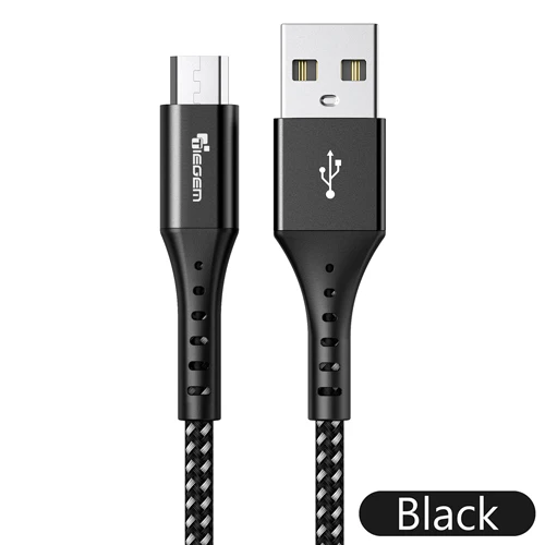 TIEGEM Micro USB кабель для Xiaomi Redmi Note 5 Pro 4 Micro USB кабель для зарядки и передачи данных для samsung S3 S4 S7 мобильный телефон 1 м 2 м - Цвет: Черный