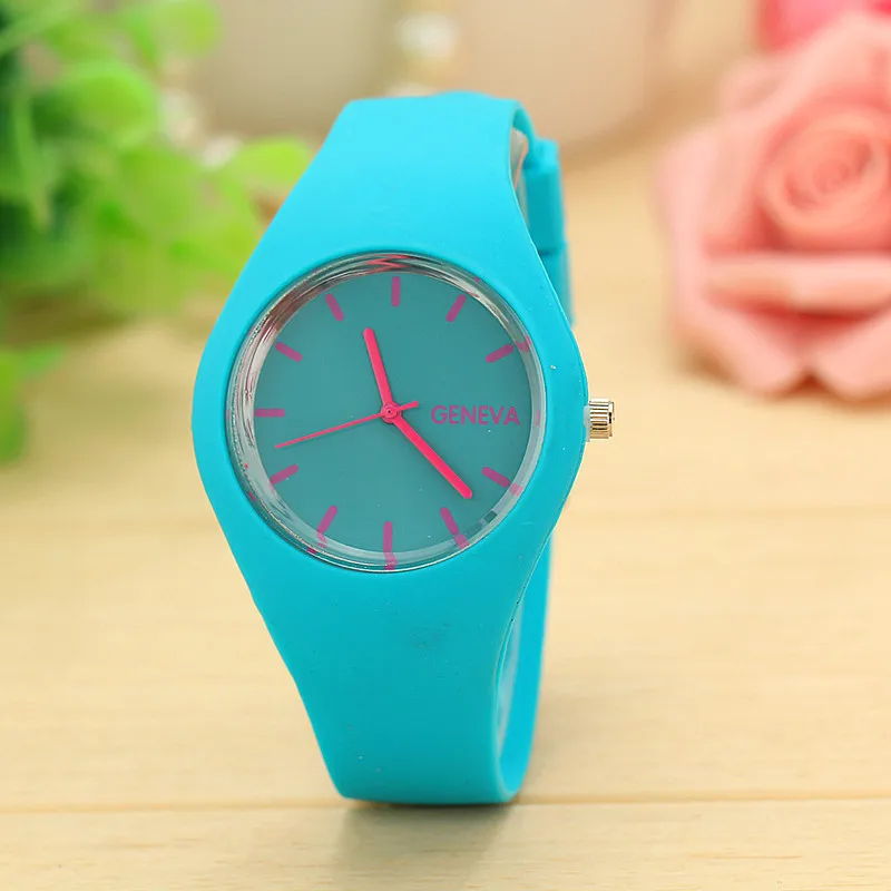 12 ярких цветов, топ брендовые Женевские часы, женские спортивные часы с силиконовым ремешком, женские часы для отдыха, Relojes Mujer, рождественский подарок