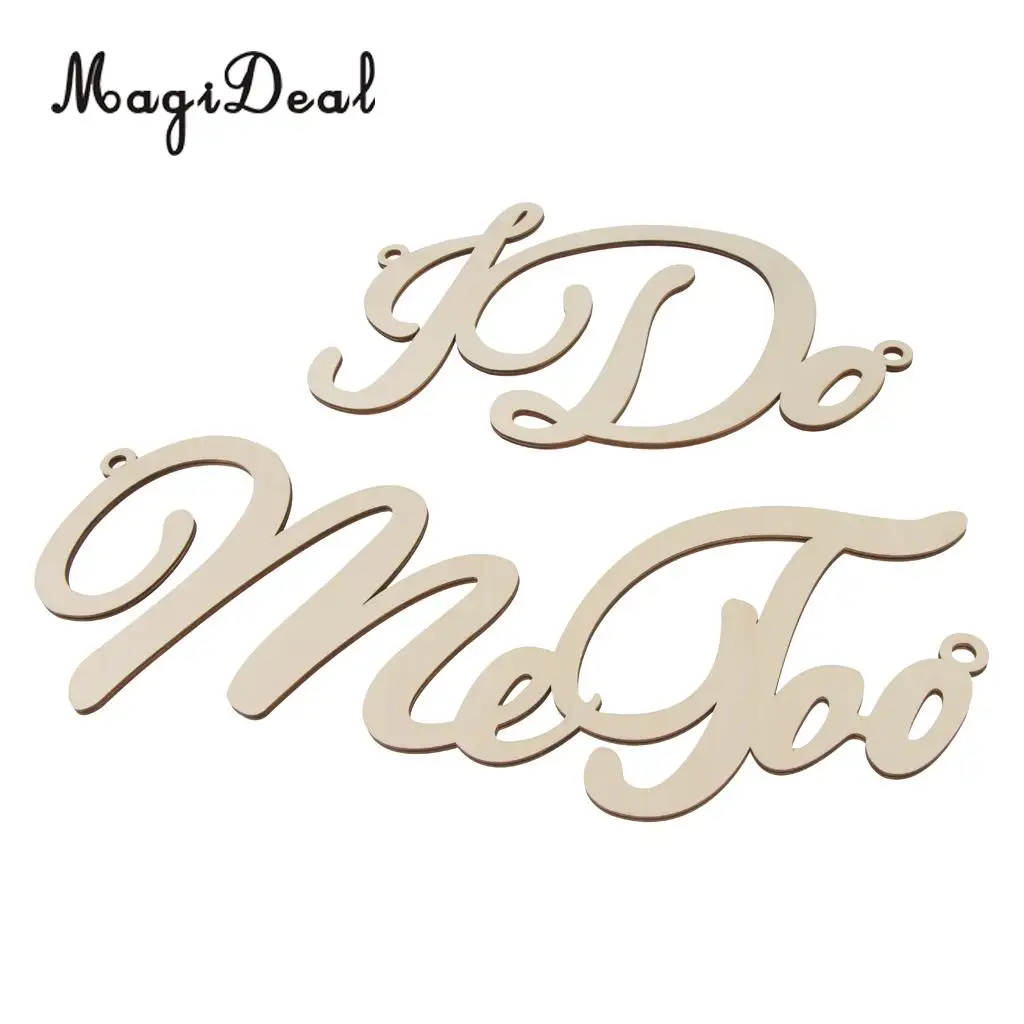 2pcs I do Me Too Leaves Wooden Hanging Decor Chair Banner Sign Wedding Ceremony Reception Supplier Photo Prop