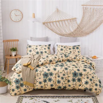 

Flower Leaves Pattern Digital Print Bedding Set Blue Duvet Cover Set Bed Linen Duvet Cover Pillowcases Bed Set Twin Queen King