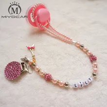 MIYOCAR Personnalisé-N’importe Quel nom Princesse Bling rose sucette clips/sucette chaîne titulaire Factice clip/Anneaux De Dentition clip pour bébé