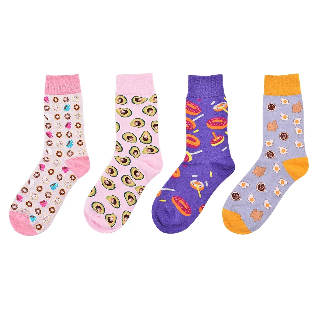 

Cute Colorful Women's Avocado Donut Pineapple Ice Cream Pattern Cotton Casual Socks Ladies Crew Funny Dress Wedding Socks