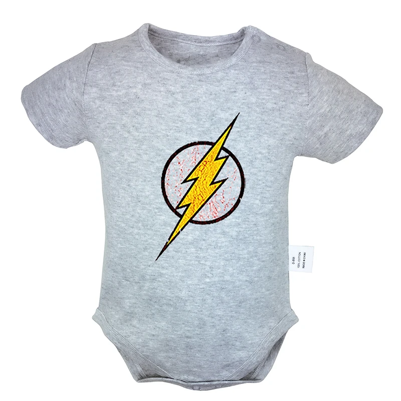 Постоянного тока. Одежда для новорожденных мальчиков и девочек с принтом супергероя из комиксов «флэш», 6 до 24 месяцев комбинезон с короткими рукавами, комплекты одежды