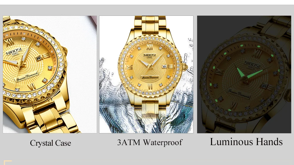 Relogio Feminino NIBOSI  Brand Luxury Women Watches Waterproof Lady Watches 2018 With Crystal Quartz Watches Women Gold  Clock   (4)