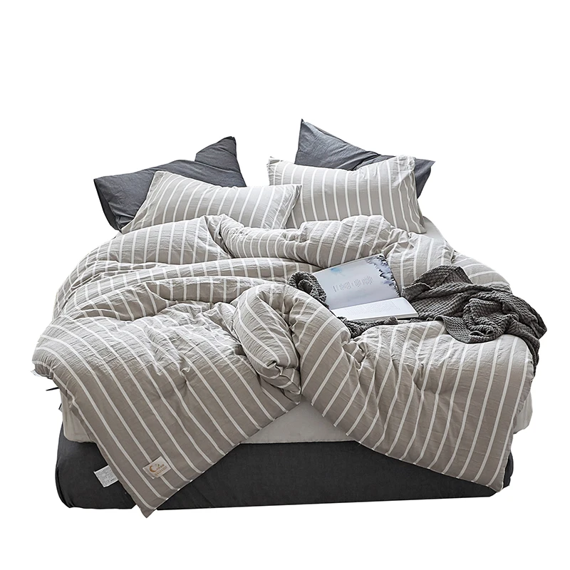 

Simple Design Plaid Striped Comforter Winter Cotton Fabric Polyester Filling Full Queen King Size for Double Bed